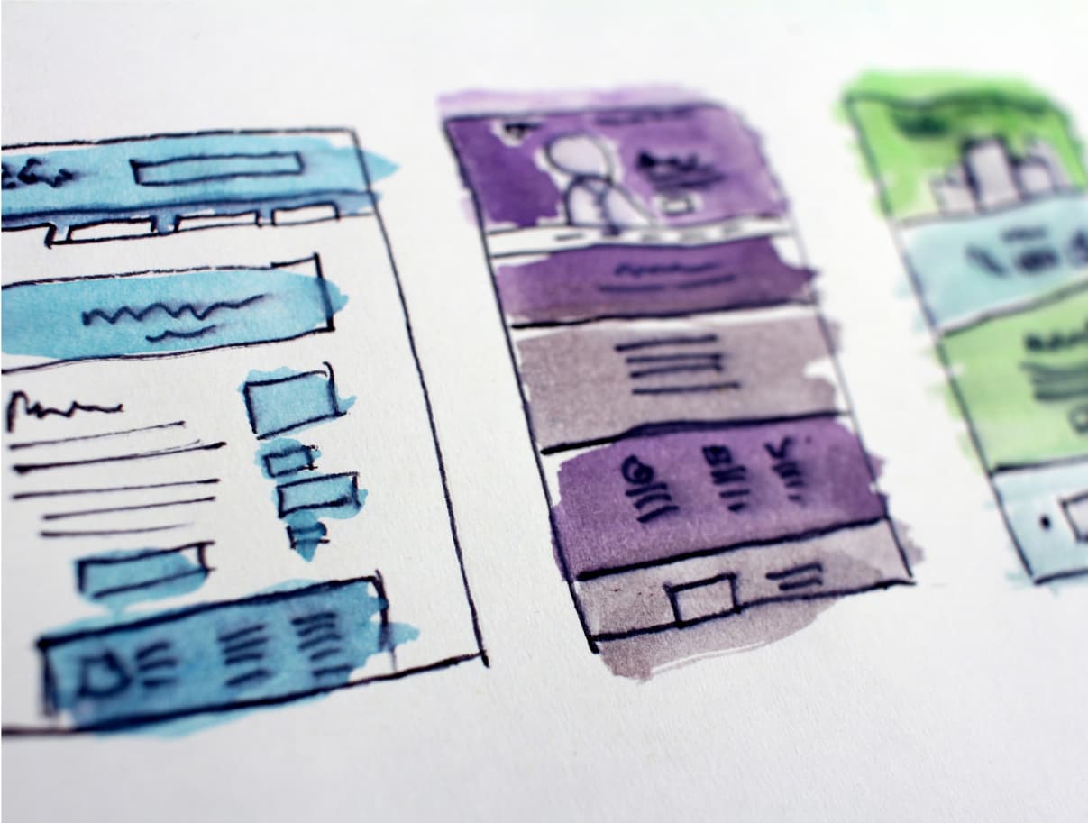 hand drawn webpage layouts